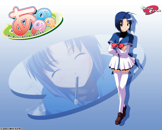 Girl blue sailor skirt bow free wallpaper for desktop - medium preview image