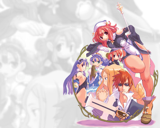 Anime group guns characters blue free wallpaper for desktop - medium preview image