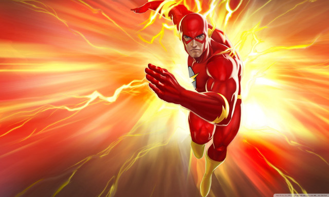 Red suit man running fire free wallpaper for desktop - medium preview image