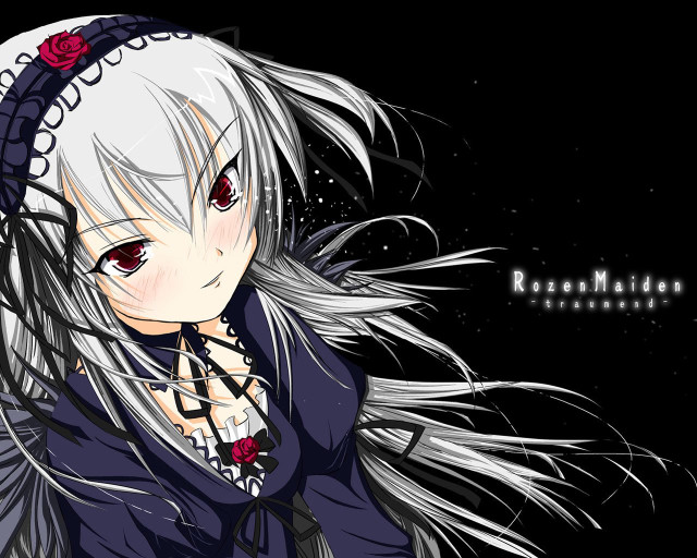 Long white hair anime rose free wallpaper for desktop - medium preview image