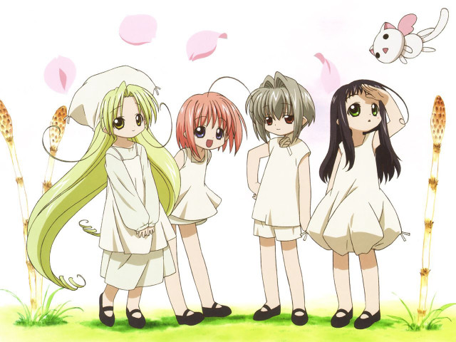 Three girls bird cat rayonism free wallpaper for desktop - medium preview image