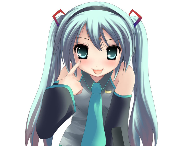 Anime girl blue hair tie free wallpaper for desktop - medium preview image