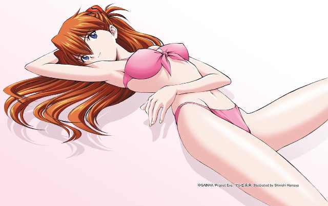 Pink bikini woman laying gradient free wallpaper for desktop - medium preview image