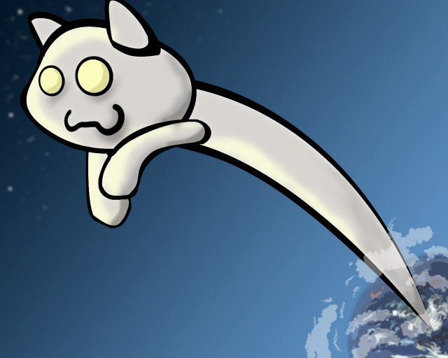 Cartoon cat flying earth night #2 free wallpaper for desktop - medium preview image