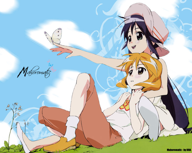 Anime girls butterfly outdoors sky free wallpaper for desktop - medium preview image