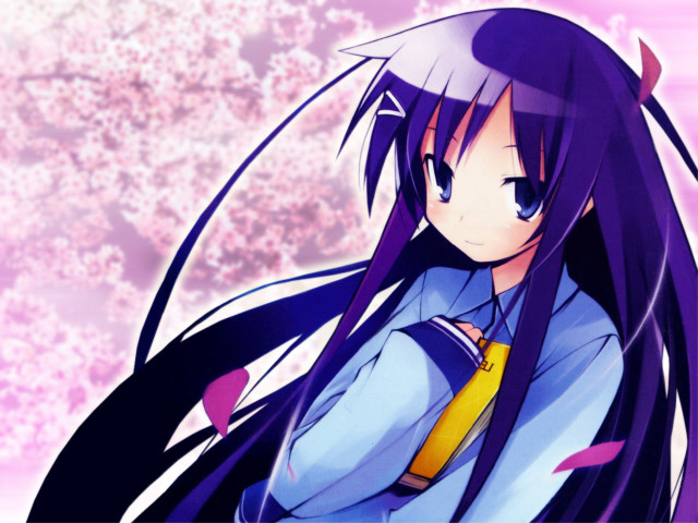 Purple hair girl flower spring free wallpaper for desktop - medium preview image