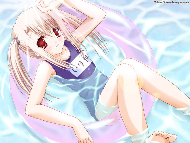 Girl swimsuit floating pool water free wallpaper for desktop - medium preview image