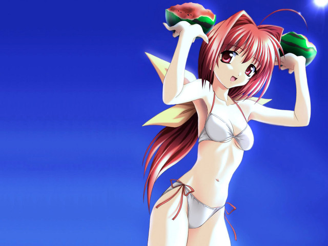 Woman bikini fruit watermelon anime free wallpaper for desktop - medium preview image