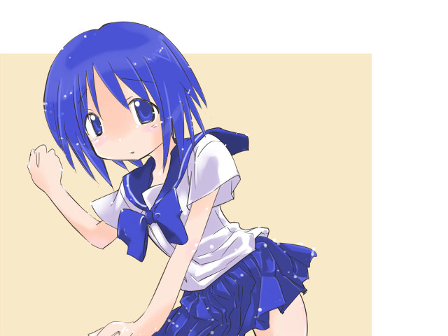 Blue hair girl sailor uniform free wallpaper for desktop - medium preview image