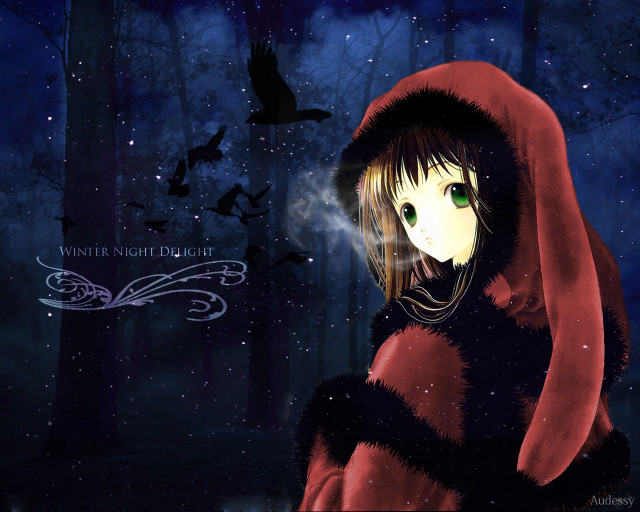 Girl hoodie dark forest bats free wallpaper for desktop - medium preview image
