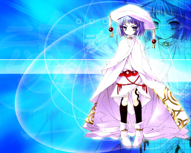 White dress woman anime honeycomb free wallpaper for desktop - medium preview image