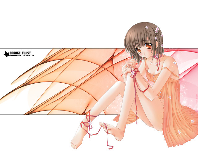 Pink dress girl umbrella anime free wallpaper for desktop - medium preview image