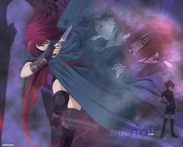Anime couple fantasy redhair weapon free wallpaper for desktop - medium preview image