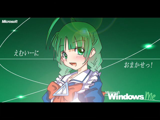 Greenhair girl blue shirt me free wallpaper for desktop - medium preview image
