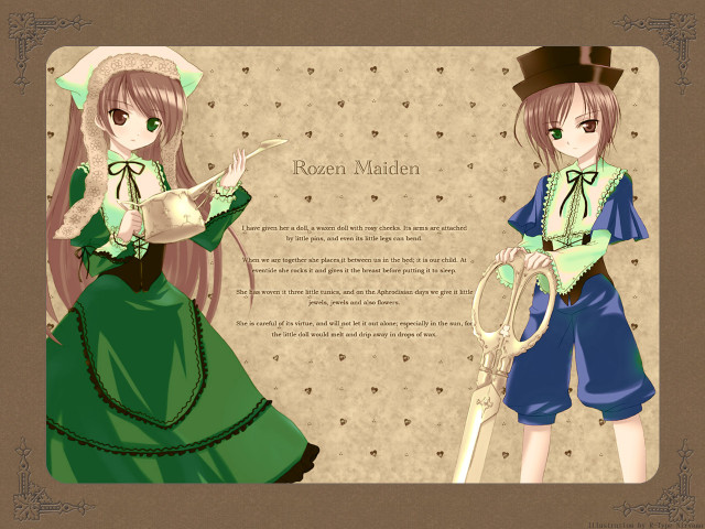 Anime sisters green dress hair free wallpaper for desktop - medium preview image