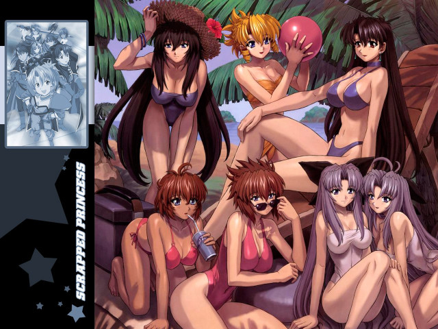 Beach girls starfish bikini anime free wallpaper for desktop - medium preview image