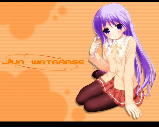 Purple haired girl sitting hand free wallpaper for desktop - medium preview image