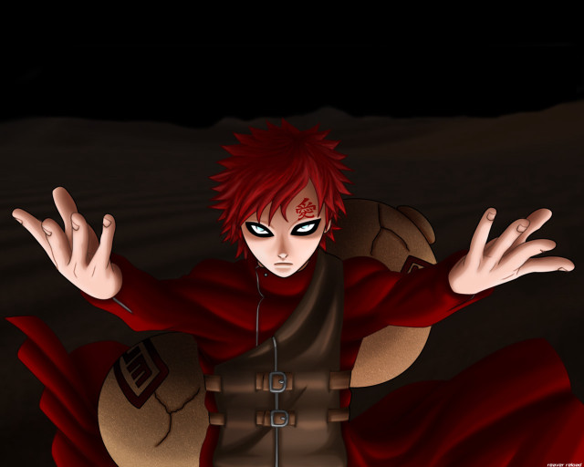 Red haired manga hero outstretched free wallpaper for desktop - medium preview image