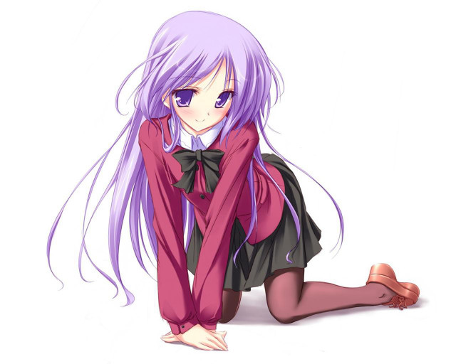 Purple haired woman crossdressed manga free wallpaper for desktop - medium preview image
