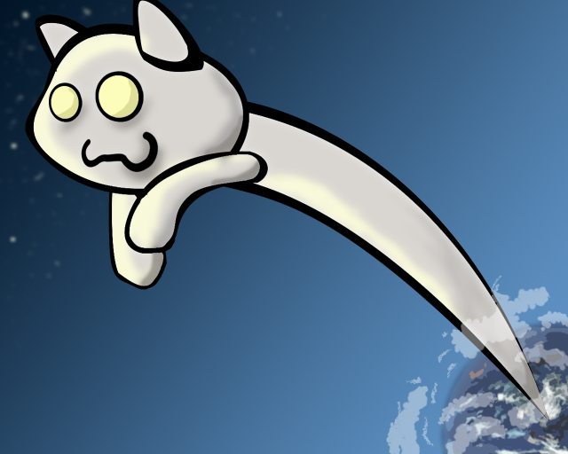 Cartoon cat flying earth night free wallpaper for desktop - medium preview image