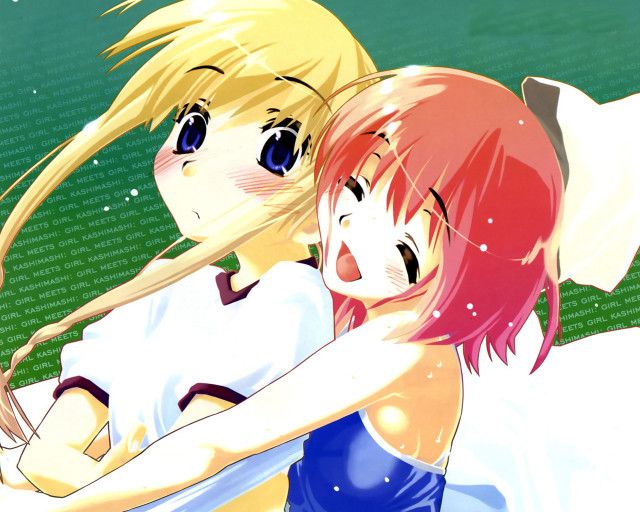 Anime girls hug starry sky free wallpaper for desktop - medium preview image