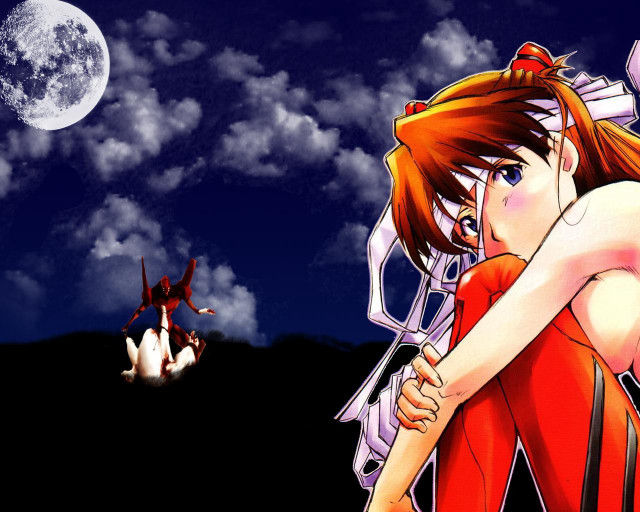 Anime hugging planet moon dog free wallpaper for desktop - medium preview image