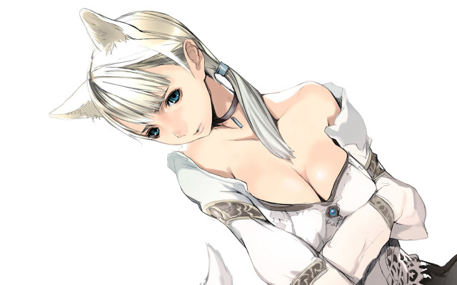 White haired woman animal ears free wallpaper for desktop - medium preview image