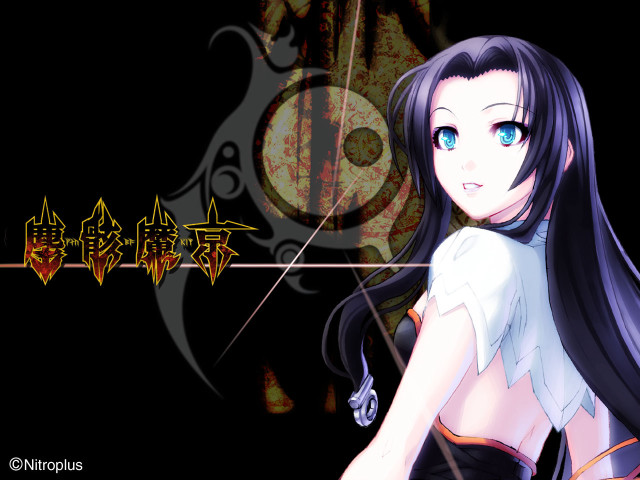 Anime girl black hair blue #7 free wallpaper for desktop - medium preview image