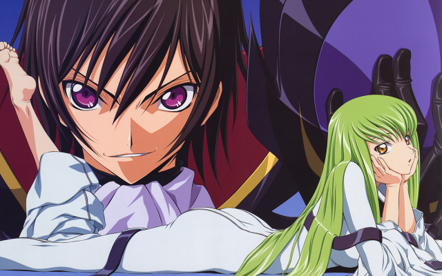 Greenhair animecouple bed purpleposter smile free wallpaper for desktop - medium preview image