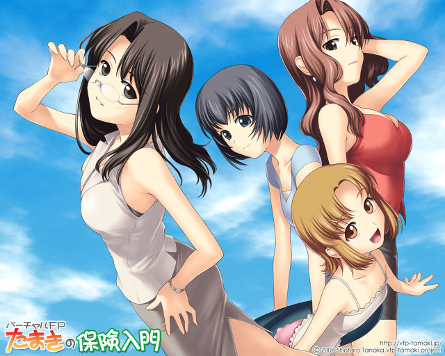 Four girls clouds blue sky free wallpaper for desktop - medium preview image