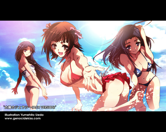 Three women bikinis water anime free wallpaper for desktop - medium preview image