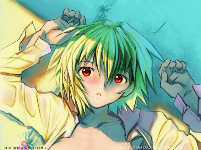 Anime girl green hair red #3 free wallpaper for desktop - medium preview image