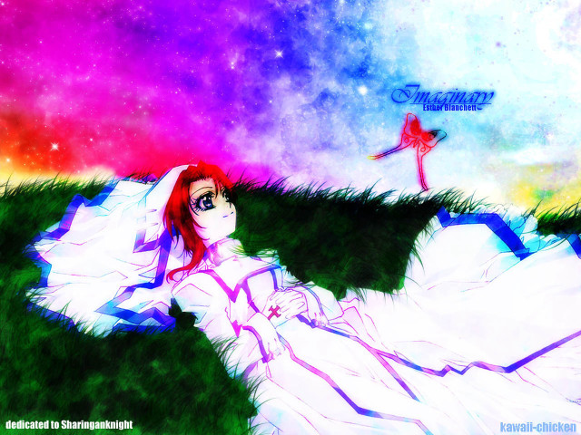 Woman lying grass sky aurora free wallpaper for desktop - medium preview image