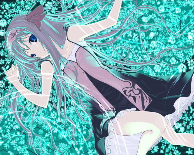 Alice floating anime holography blue free wallpaper for desktop - medium preview image