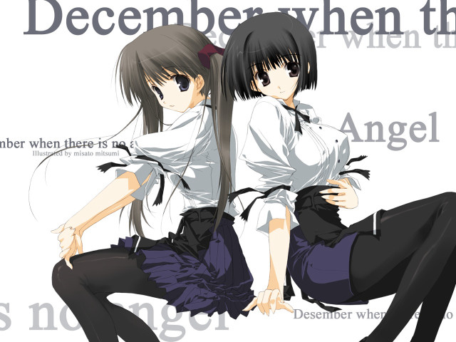 Angel december anime 2girls backtoback free wallpaper for desktop - medium preview image