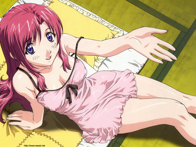 Pink haired blush indoors anime free wallpaper for desktop - medium preview image
