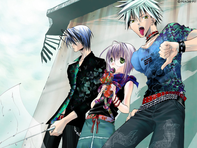 Anime group pointing open mouth free wallpaper for desktop - medium preview image