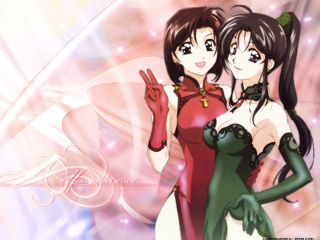 Anime girls pointing remodernism ai free wallpaper for desktop - medium preview image