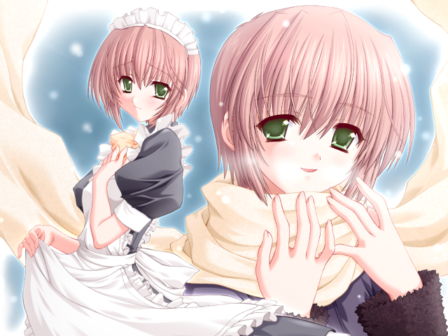 Pink haired sisters maid portrait free wallpaper for desktop - medium preview image