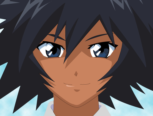 Black hair blue eyes closeup free wallpaper for desktop - medium preview image