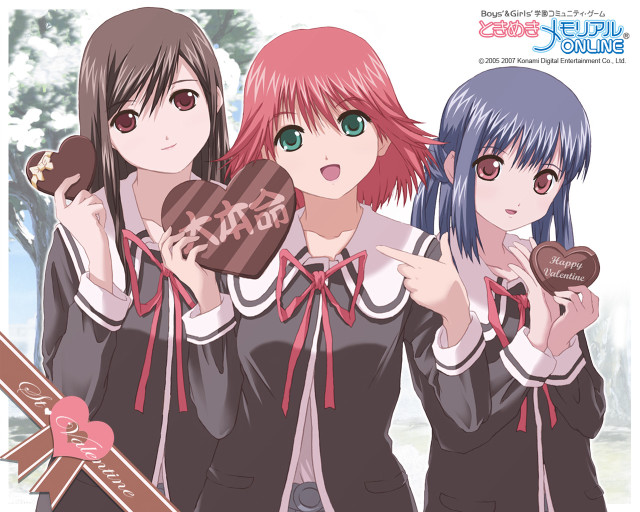 Three anime girls donuts tree free wallpaper for desktop - medium preview image