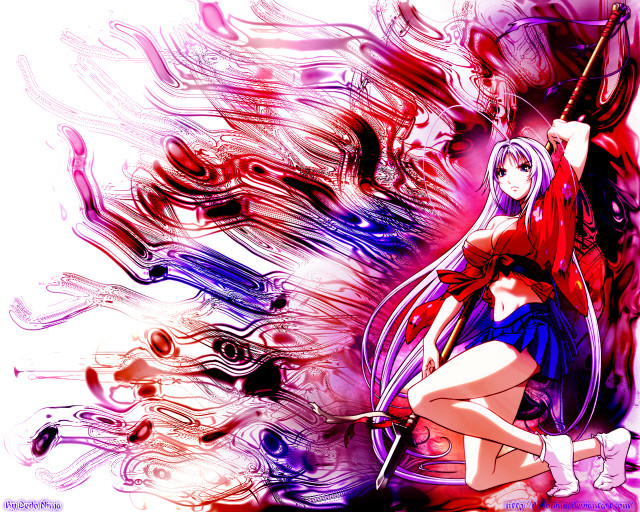 Woman sword colorful paint anime free wallpaper for desktop - medium preview image