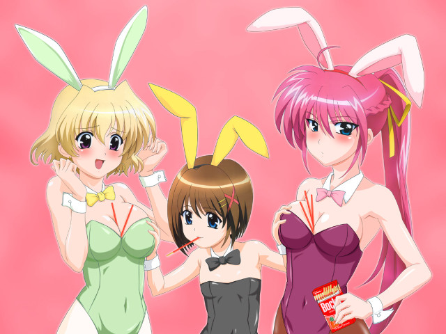 Anime girls bunny ears booze free wallpaper for desktop - medium preview image