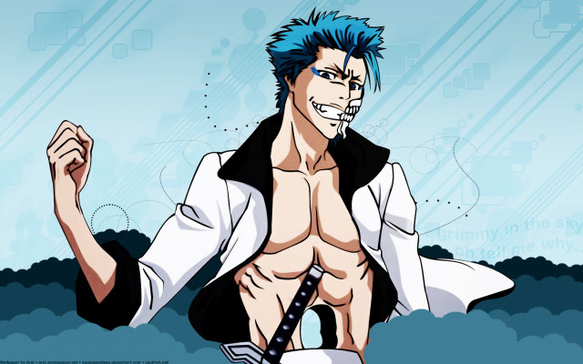 Blue haired man sword black free wallpaper for desktop - medium preview image