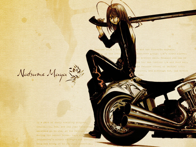 Woman motorcycle sword cigarette gothic free wallpaper for desktop - medium preview image