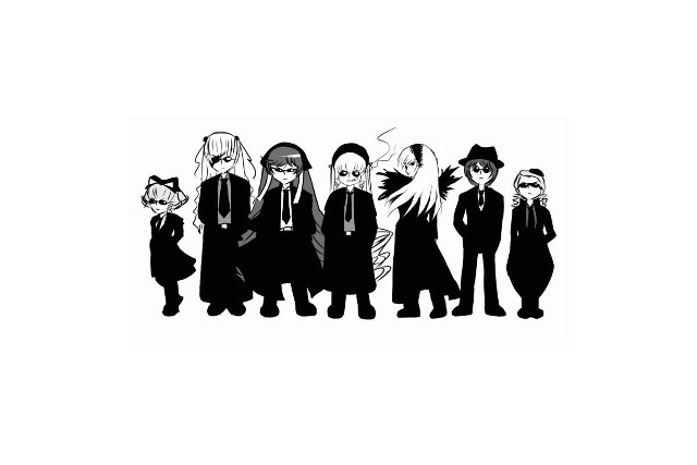 Black white group ghost line free wallpaper for desktop - medium preview image