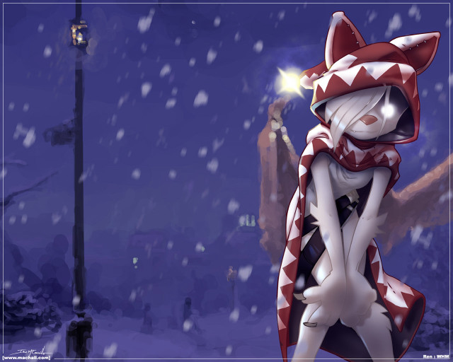 Cartoon cat scarf hat snow free wallpaper for desktop - medium preview image