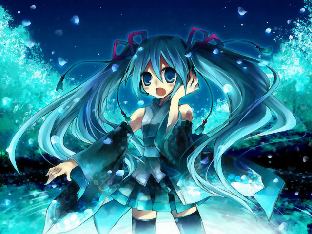 Anime girl snow holography aqua free wallpaper for desktop - medium preview image