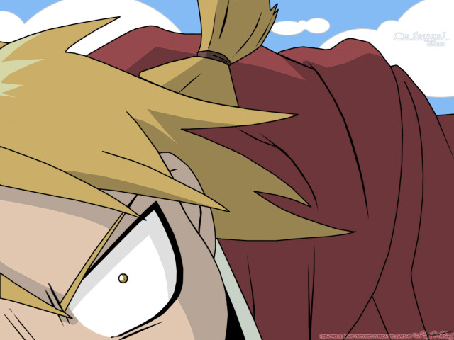 Blonde hero redcape anime watermark free wallpaper for desktop - medium preview image