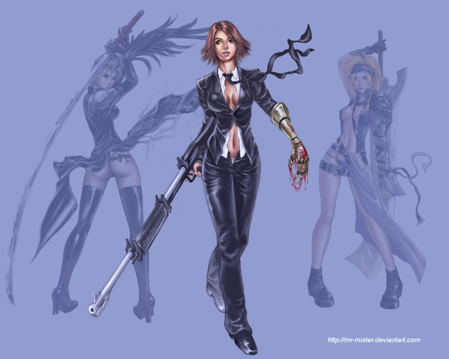 Woman suit knife sword cybernetics free wallpaper for desktop - medium preview image